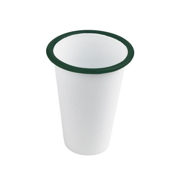 3.5 x 3.5 in. 14 oz Rim Enamel Tumbler, White with Green - 12 Piece