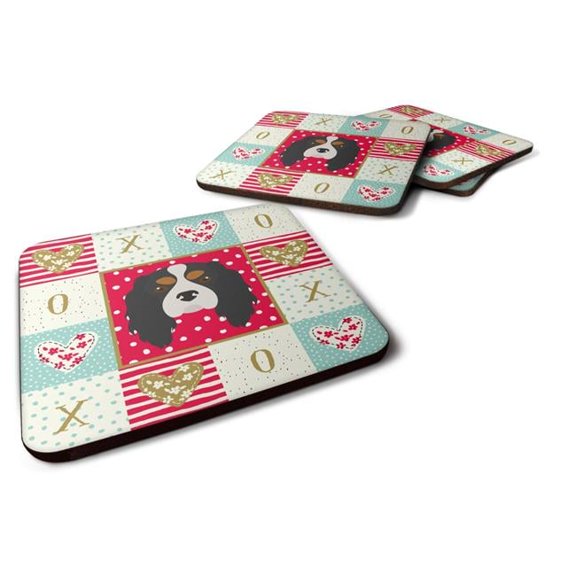 3.5 x 3.5 in. Cavalier King Charles Spaniel Love Foam Coaster - Set of 4