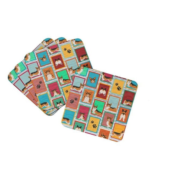 3.5 x 3.5 in. Unisex Lots of Sable Pembroke Corgi Foam Coaster - Set of 4