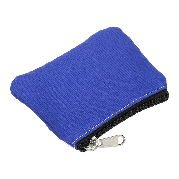 Uxcell 3.54" x 4.72" Coin Purse Pouch, Change Purses Small Organizer Bags with Zipper Canvas for Home, Blue