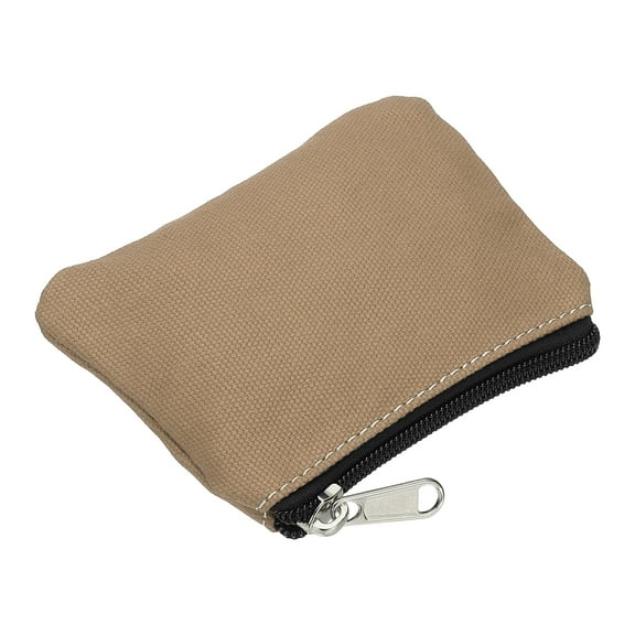 Uxcell 3.54" x 4.72" Coin Purse Pouch, Change Purses Small Organizer Bags with Zipper Canvas for Home, Brown