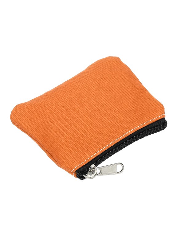 3.54" x 4.72" Coin Purse Pouch, Change Purses Small Organizer Bags with Zipper Canvas for Home, Orange