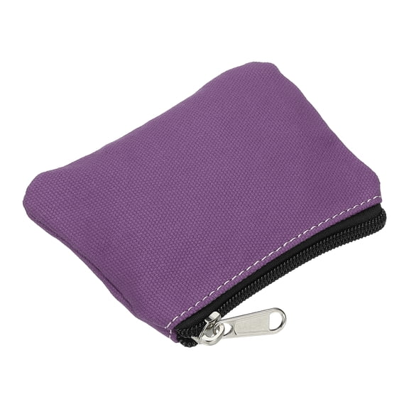 Uxcell 3.54" x 4.72" Coin Purse Pouch, Change Purses Small Organizer Bags with Zipper Canvas for Home, Purple