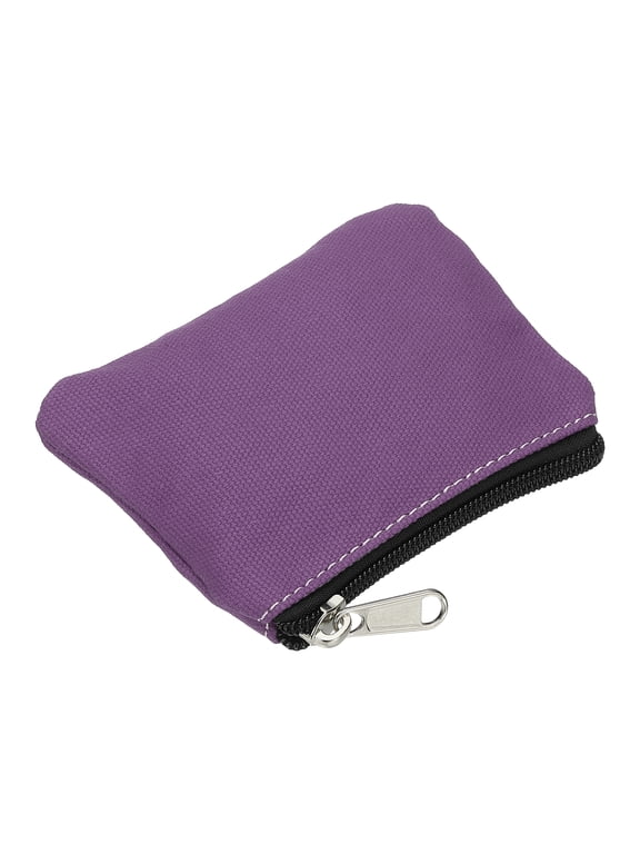3.54" x 4.72" Coin Purse Pouch, Change Purses Small Organizer Bags with Zipper Canvas for Home, Purple
