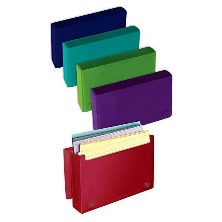 3.5 x 5.25 Inch Index Card Case by Better Office Products 24 Pack Semi Rigid Plastic Button Snap Closure 5 Color Assortment Box of 24