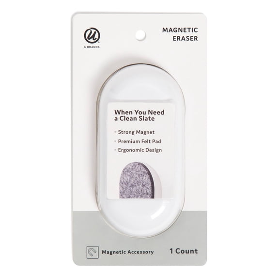 3.5" x 7" Magnetic Board Eraser White: Dry Erase & Chalkboard Accessory, Fabric & Plastic