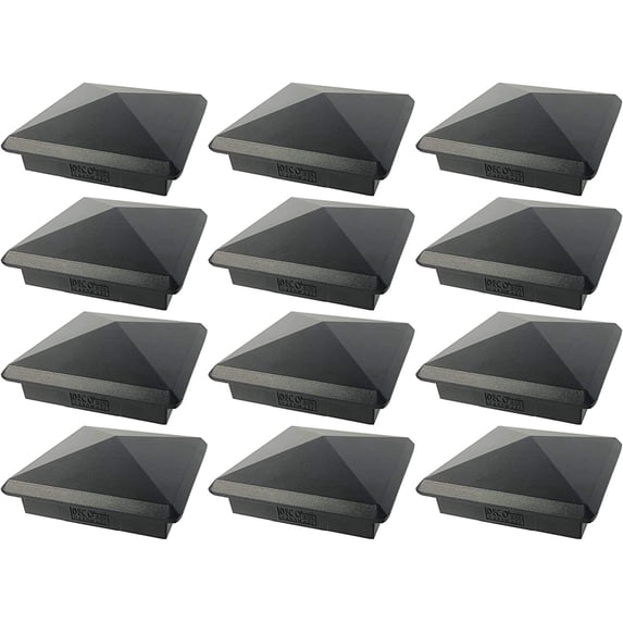 3.5" x 3.5" Heavy Duty Aluminium Pyramid Post Cap for True/Actual 3.5" x 3.5" Wood Posts - Black (12 Pack) (Works ONLY with Actual 3.5" x 3.5" Posts. Will NOT Work with Actual 4" x 4" Posts)