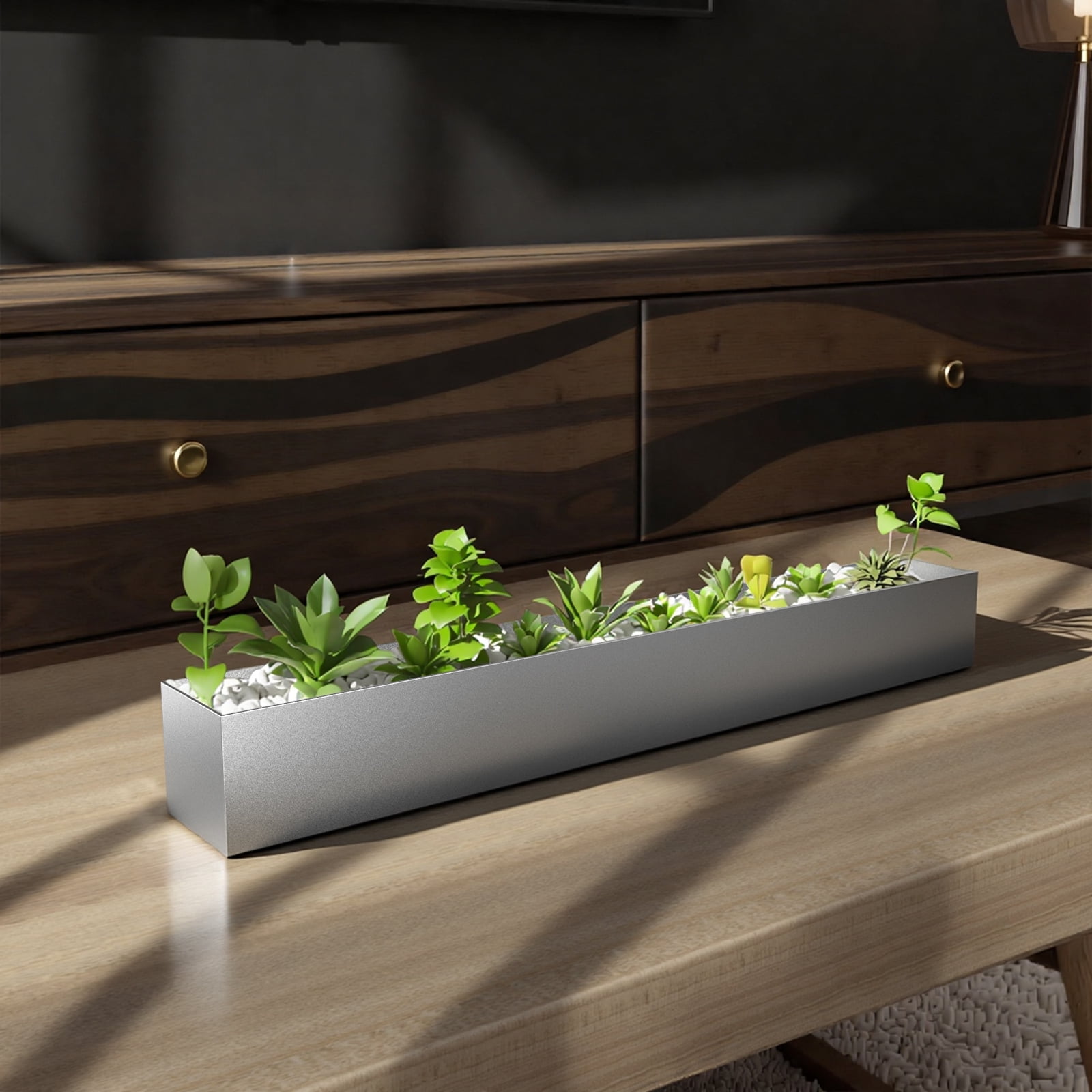 3.5"x3.25"x32" Planter Box with 4 Rubber Mats Trough Planter Pots Succulent  Planters Window Sill Table Galvanized Steel Rectangle Durable for Small  Herb with Drainage Hole Indoor Outdoor, White - Walmart.com