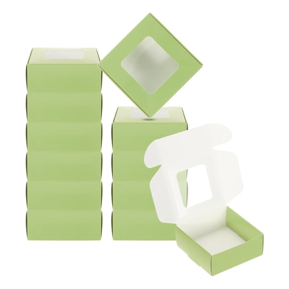3.5"x3.5"x1.5" Paper Soap Box with Window, 30 Pack Homemade Soap Boxes for Birthday Christmas, Light Green