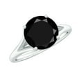 thumbnail image 1 of Rosec Jewels Black Onyx Solitaire Engagement Ring for Women - Split Shank Ring (8 mm, 2 Ct, AAA Grade Certified) - With Jewelry Box, 10K White Gold, US 7.00, 1 of 9