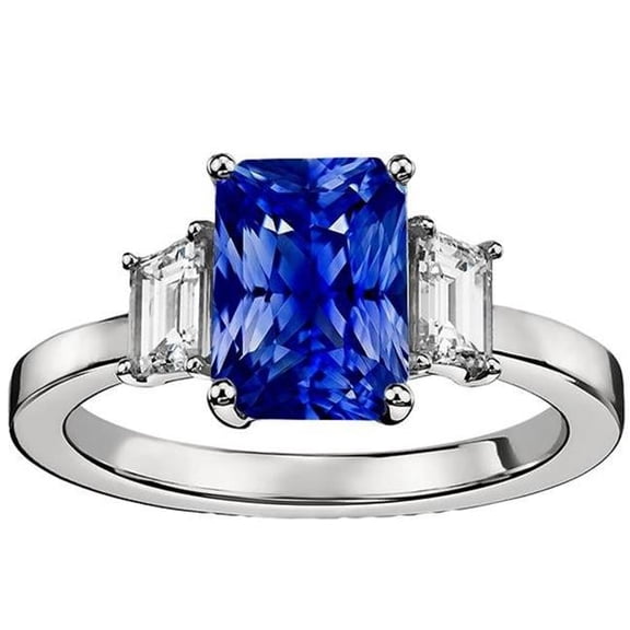 3.50 CT Womens Gold Emerald Diamond Ceylon Sapphire Gemstone Ring, Size 6.5