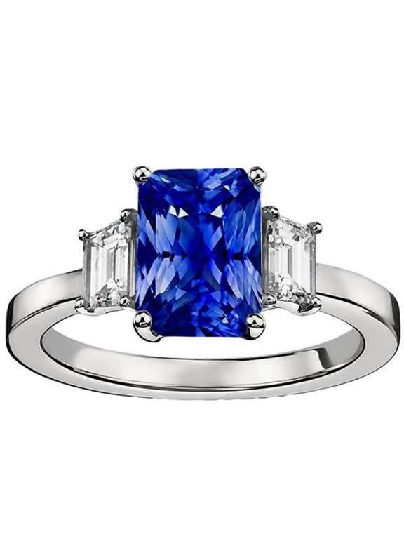 3.50 CT Womens Gold Emerald Diamond Ceylon Sapphire Gemstone Ring, Size 6.5