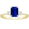 thumbnail image 1 of 3.50 CT Yellow Gold Emerald 3 Stones Blue Sapphire & Diamond Ring, Size 6.5, 1 of 1