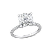 GEM AND HARMONY 3.50 Carat (Ctw) Lab-Created Moissanite Solitaire Engagement Ring 14K White Gold