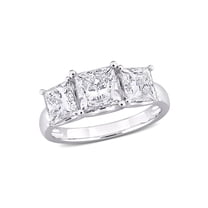 3.50 Carat (Ctw VS1-VS2) Lab-Grown Princess Diamond Three Stone Ring in 14K White Gold for Women