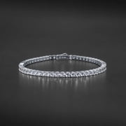 Classic Gems 6.50 CT Round Cut Lab Created 3 MM CZ Diamonds Unisex Tennis Bracelet 925 Sterling Silver White 18K Gold Plated