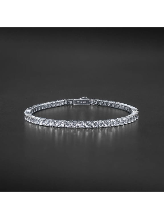 6.50 CT Round Cut Lab Created 3 MM CZ Diamonds Unisex Tennis Bracelet 925 Sterling Silver White 18K Gold Plated
