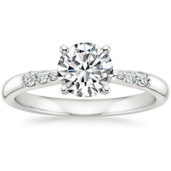 3.50 Cts Round Cut Moissanite Engagement Ring, 18K White Gold Plated Moissanite Wedding Ring, Anniversary Gift Ring