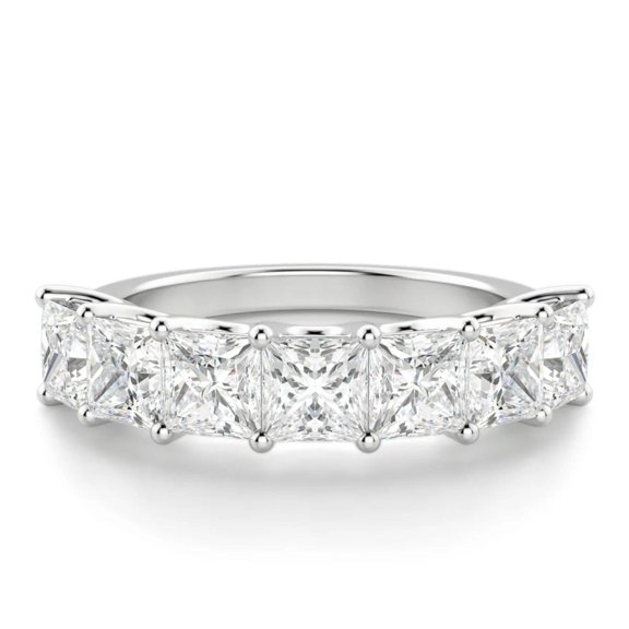 3.50 TCW Princess Cut Half Eternity Anniversary Ring 10K White Gold