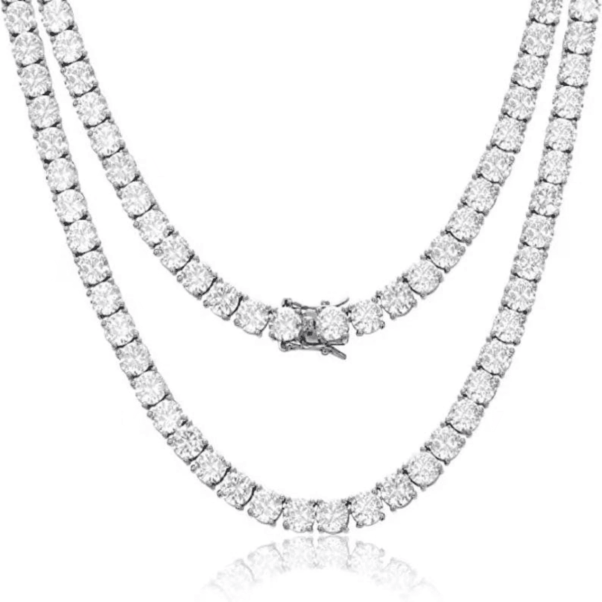 VIRAJ GEMS N JEWEL 3.50 ct Lab Grown Diamond 14k White Gold Plated Tennis Necklace Fine Jewelry for Unisex Gifts | Diamond Round Cut Necklace | 14k Gold over 4 Prong Tennis Necklace Gifts for Unisex