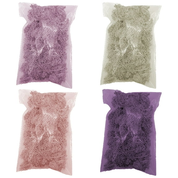3.50 oz (100 g) Bag of Preserved Moss Balls for Crafts, DIY Micro Landscape, Photography & Decoration, 4 Colors (White, Lavender Purple, Pink, Dark Purple), Ideal for Creative Handcraft Projects