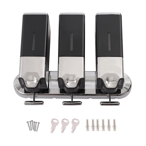 3*500ML Square Soap Dispenser, Wall Mounted Liquid Bathroom Hand Soap Shower Gel Shampoo, Liquid Soap Dispenser Bathroom Shower Shampoo Lotion Container