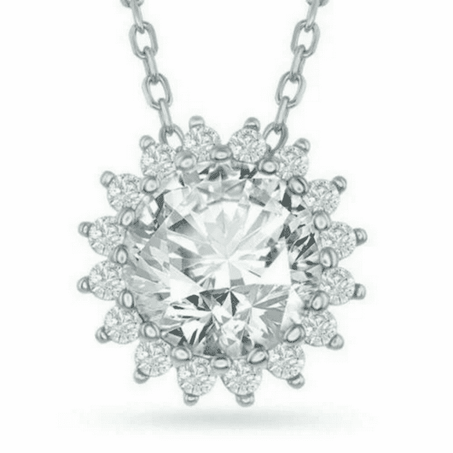 VIRAJ GEMS 3.50CT Lab Grown Diamond Without Chain Pendant 14K White Gold Fine Jewelry for Women Gifts