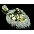 thumbnail image 1 of 3.50CT Round Cut Moissanite Men's Lion Head Pendant, 14K Yellow Gold Finish, Bold Charm Necklace, Statement Jewelry, Hip Hop Style Gift, 1 of 2