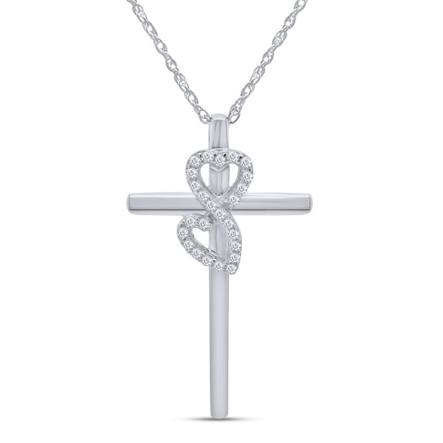 3.50Ct Moissanite White Gold Plated Heart Cross Pendant Without Chain ...