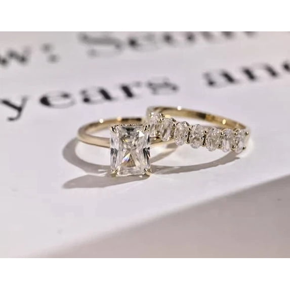3.50Ct Radiant Cut Lab Created Diamond 14K Yellow Gold Plated ...