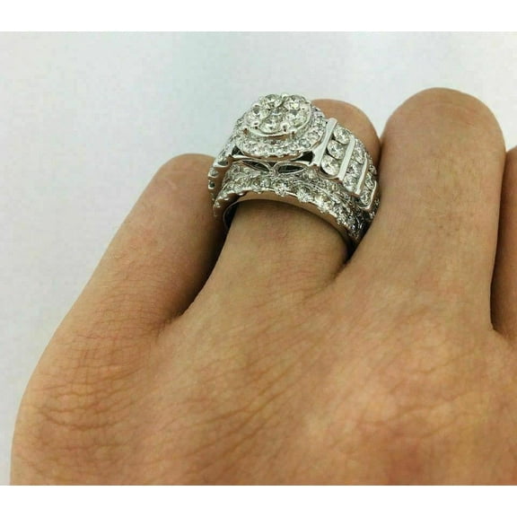 3.50Ct Round Cut Diamond 925 Sterling Bridal Trio Ring Set For Women -6