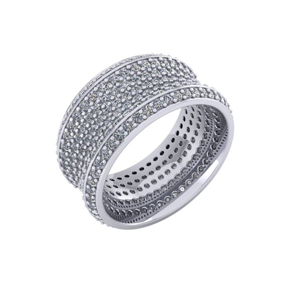 3.50Ct Round Cut Natural Diamond 7Row Concave Anniversary Wedding Eternity Band Ring 10k Gold KL I1 KL I1