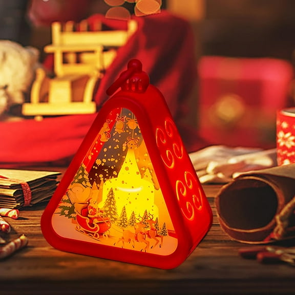 3.50x2.05x4.53 Inch Christmas Night Light Portable Battery Lantern with Pull Ring 4 Style Options Festive Decor