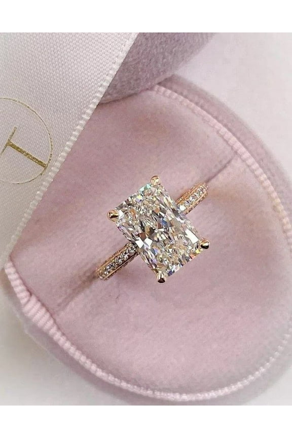 3.51 CT Radiant Cut Moissanite Anniversary Ring 14K Yellow Gold Engagement Ring Anniversary Gift Solitaire Diamond Ring Wedding Promise Ring
