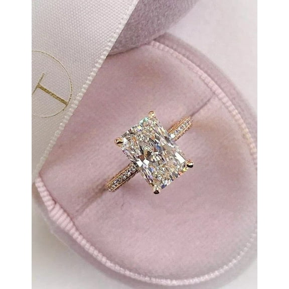 3.51 CT Radiant Cut Moissanite Anniversary Ring 14K Yellow Gold Engagement Ring Anniversary Gift Solitaire Diamond Ring Wedding Promise Ring