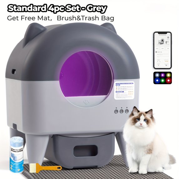3.522Lbs Automatic Self-Cleaning Cat Litter Box - Safety Sensors ...
