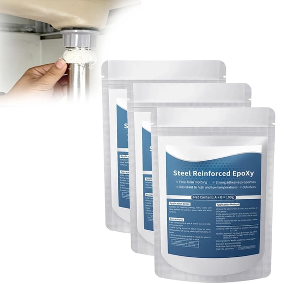 3.53oz/100g Steel Reinforced Epoxy Putty, Waterproof Heat-Resistant Epoxy Putty Repair Kit, High Strength Fast Repair Epoxy Clay, Permanent Repair for Metal, Wood & Concrete, Tile, Ceramics (A)