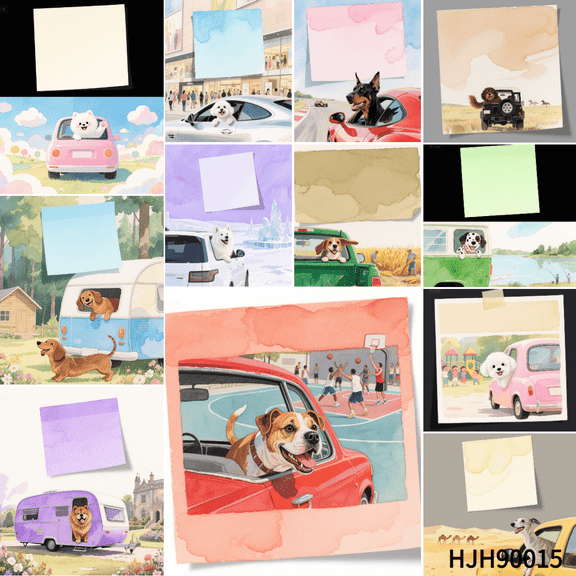 3.543.54 Inch Mini Note Cards: Dog Sticking Out of Car Window Design - 100-Pack + 100 Round Double-Sided Tapes, Exquisite for Sensitive Emotions
