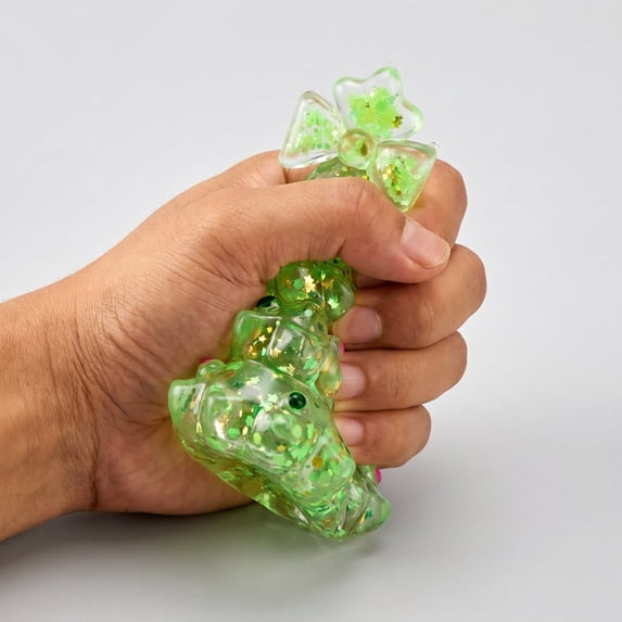 3.54" Christmas Tree Squishy Toy Glittery Translucent Slow-Rising Ornament with Bow 12 Colors
