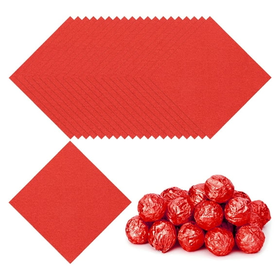 3.54 Inch Foil Candy Wrappers, 200 Pcs Chocolate Wrapping Paper for Homemade Caramel DIY Candies Decoration, Dark Red