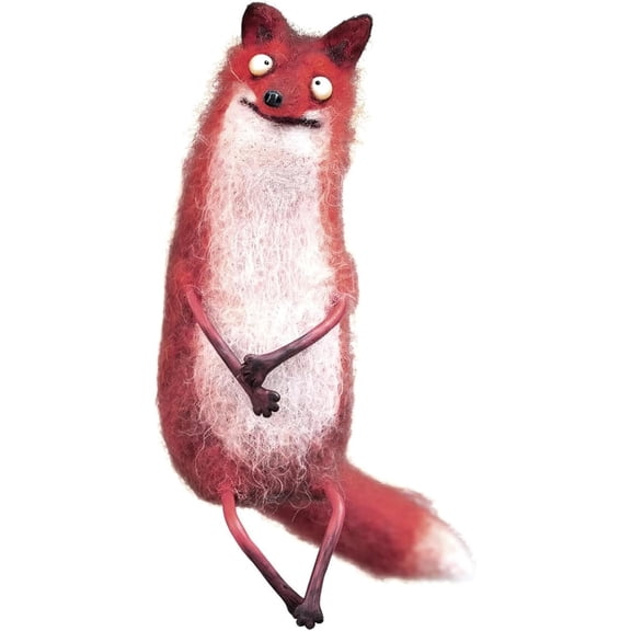 3.54" Wool Felt Familiars Fox Figurine Set - Adorable &Funny Fox Stuffed Toys Home Decor Accents, Soft Handmade Toys, Perfect Gift for Toy Collectors (A)