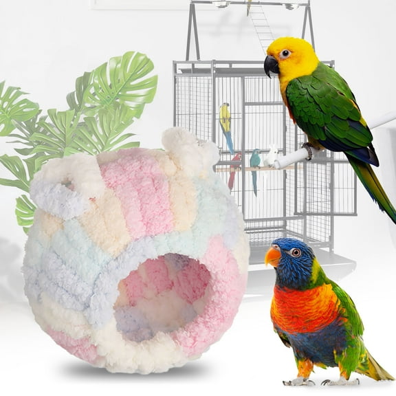 3.54 inch Small Pet Breeding Bed Hut for Budgie Cockatiel Conure Lovebird Canary Hamster with Flannel Material Easy to Install Multi-Functional Shelter