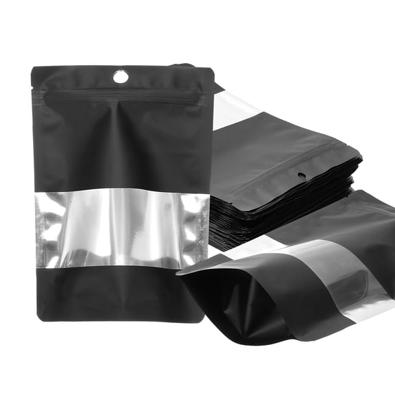 3.54x5.12 in Stand Up Pouch Bags,  60pcs Resealable Aluminum Foil Bag, Black