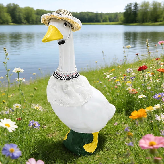 3.54x5.51 Inch Porch Goose Costume Outfits, Pets Goose Hats and Clothes for 23'' Porch Goose Statue, Summer Decoration for Indoor Outdoor Yard Lawn Patio Art Decor(Black)