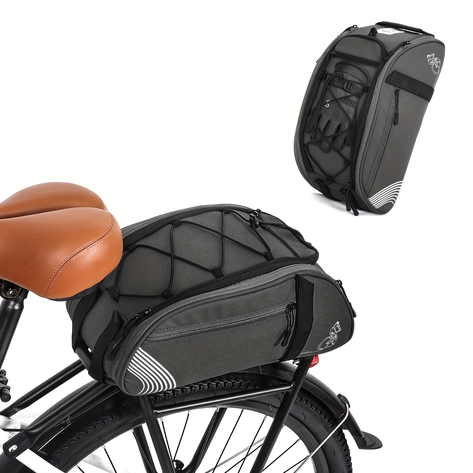 Cycle Rear Rack Bags 3.57gal Green Bike Rear Rack Bag with Reflector - Durable Fabric ...