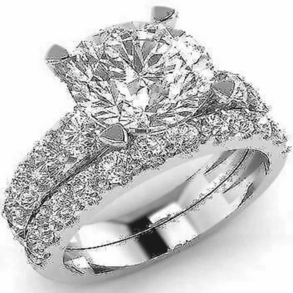 VIRAJ GEMS 3.58CT Round Cut Lab Created Diamond (VVS1,D) 14K White Gold Halo Rings Fine Jewelry for Women Gifts