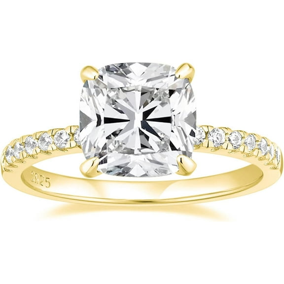 3.5CT 925 Sterling Silver Rings Cushion Cut Cubic Zirconia CZ Engagement Wedding Bands for Women Promise Rings for Her Size 3-11