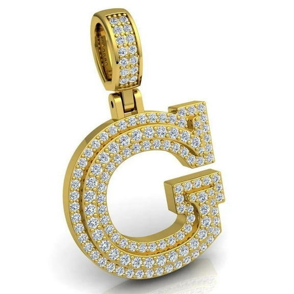 3.5Ct Round Cut Lab Created Custom Hip Hop "G" Letter Pendant in 14K Yellow Gold Plated