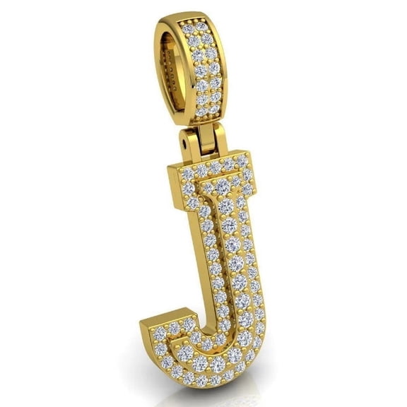 3.5Ct Round Cut Lab Created Custom Hip Hop "J" Letter Pendant in 14K Yellow Gold Plated