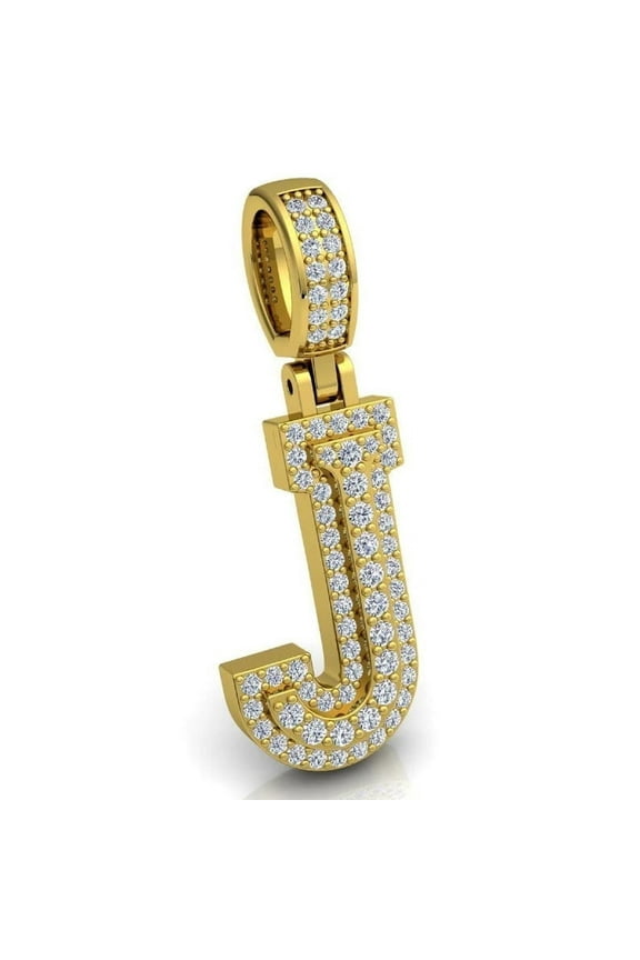 3.5Ct Round Cut Lab Created Custom Hip Hop "J" Letter Pendant in 14K Yellow Gold Plated